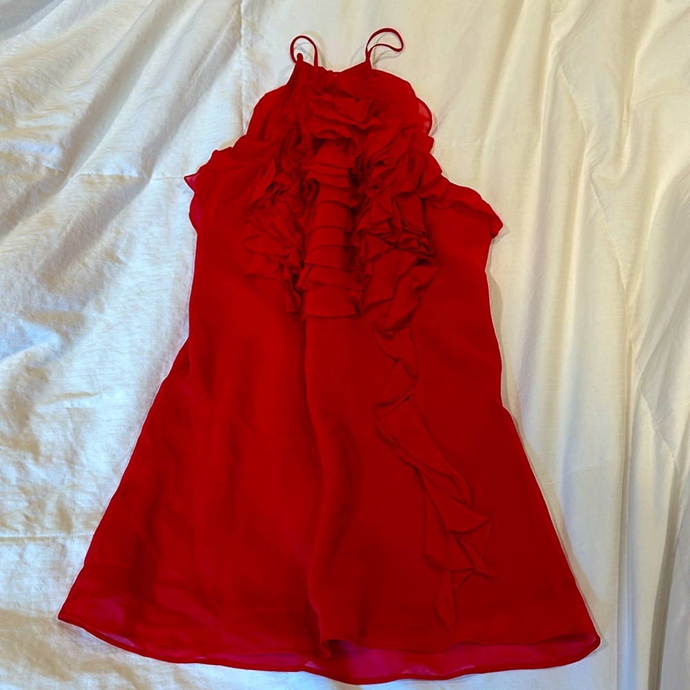 COPY - BCBG Red Ruffle Halter